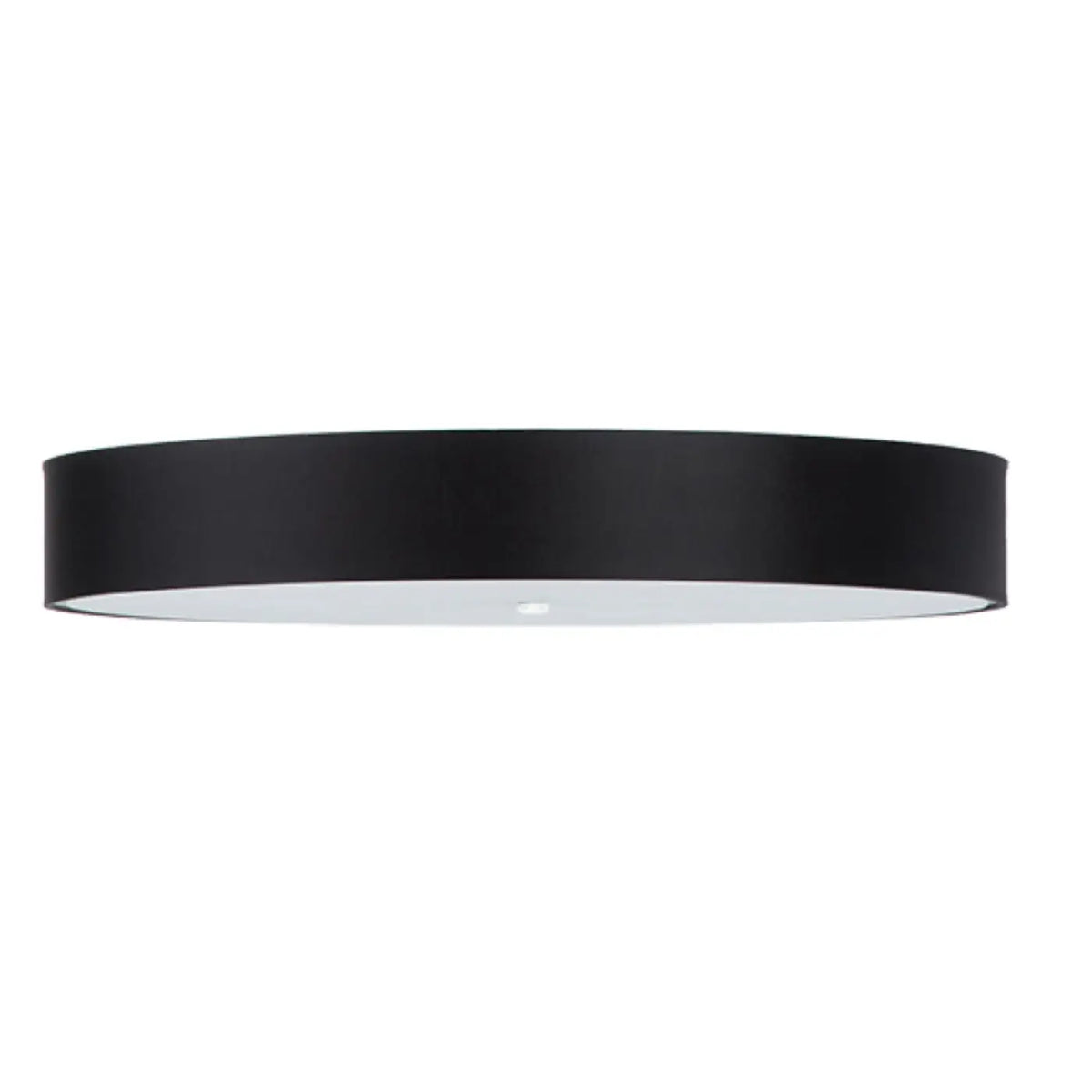 Grand plafonnier rond noir en tissu et verre, 100 cm, 6 ampoules