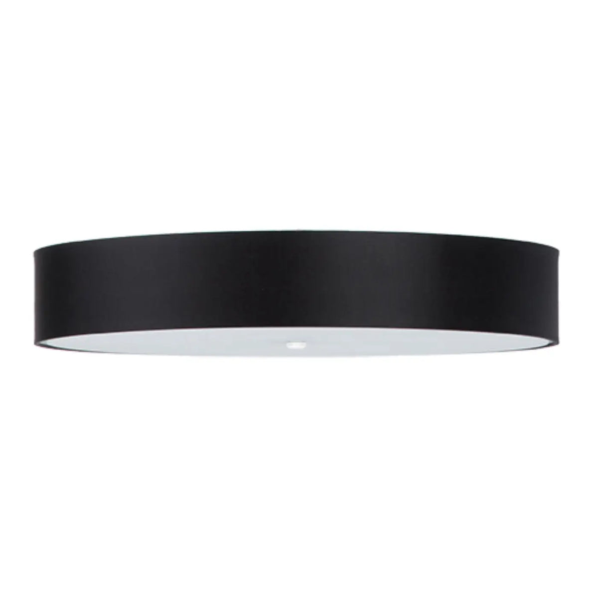 Plafonnier rond noir en tissu et verre, 80 cm, 6 ampoules E27