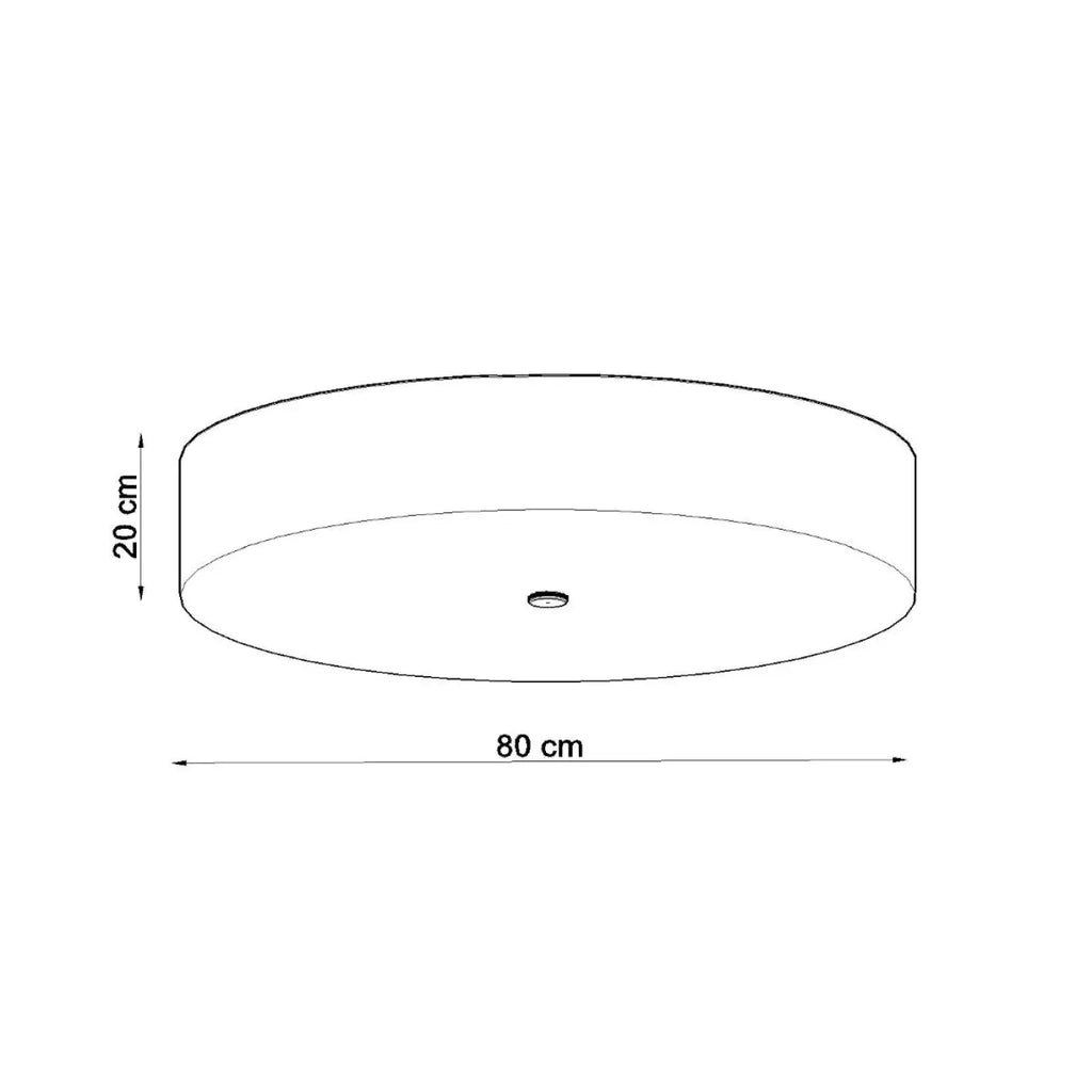 Plafonnier rond noir en tissu et verre, 80 cm, 6 ampoules E27
