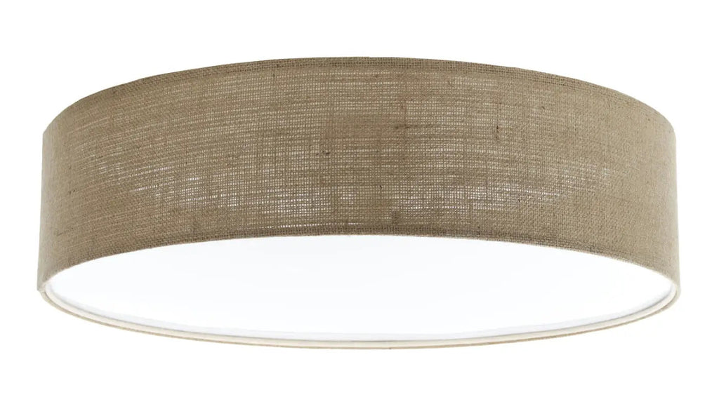 Plafonnier rond en tissu taupe, quatre diamètres