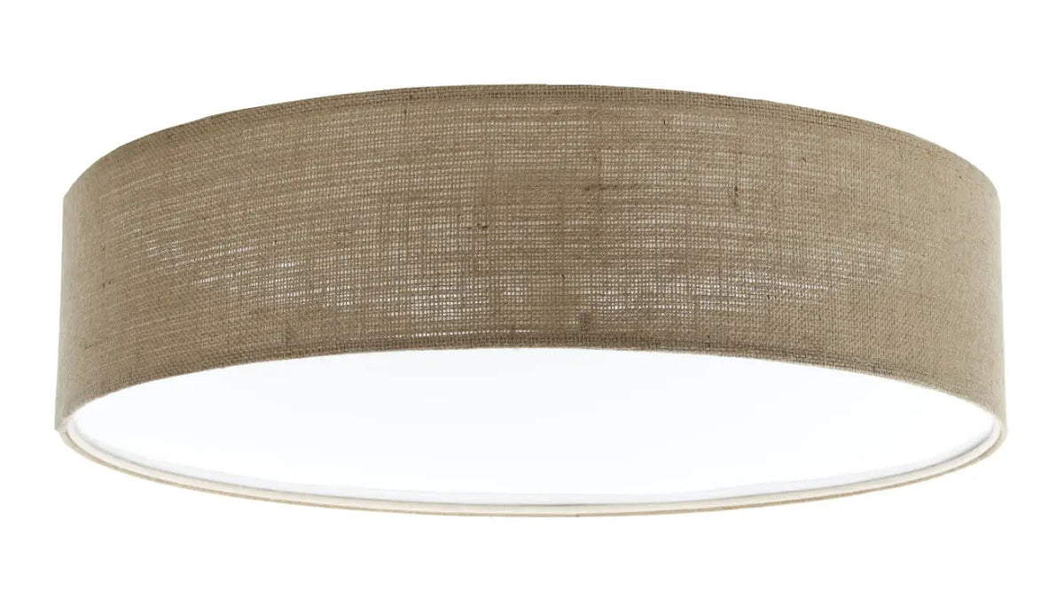 Plafonnier rond en tissu taupe, quatre diamètres