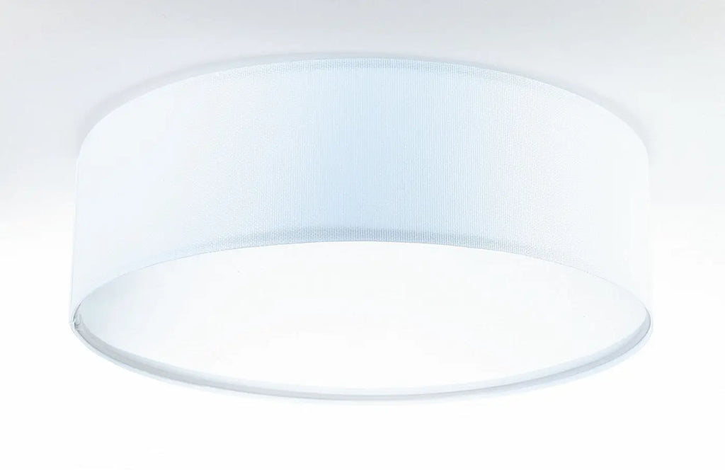 Plafonnier rond en tissu blanc nervuré, 50 cm de diamètre