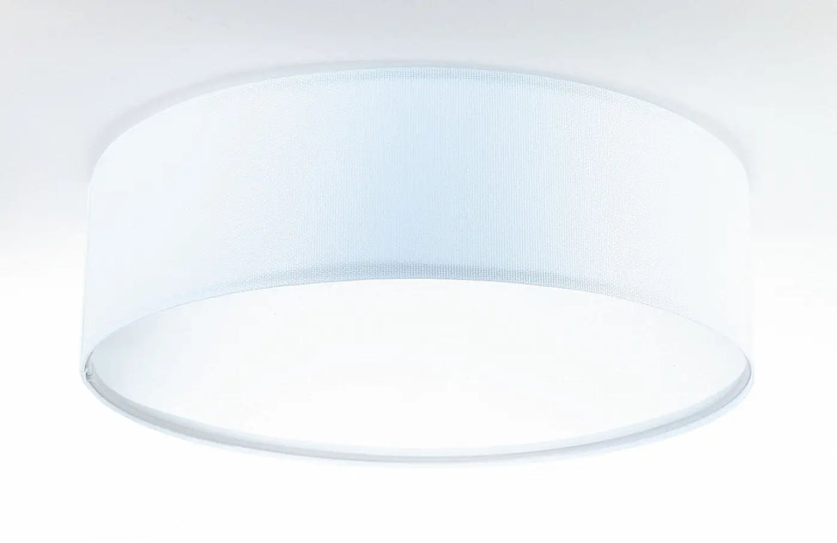 Plafonnier rond en tissu blanc nervuré, 50 cm de diamètre