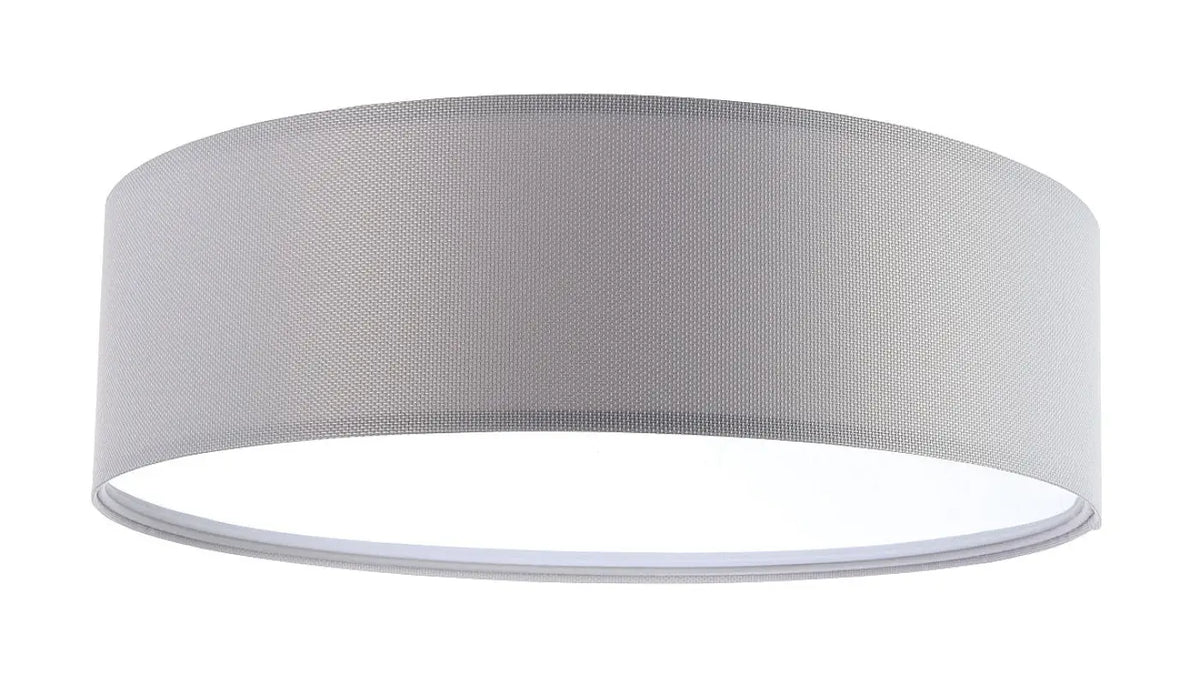 Plafonnier rond en tissu gris clair, 50 cm de diamètre