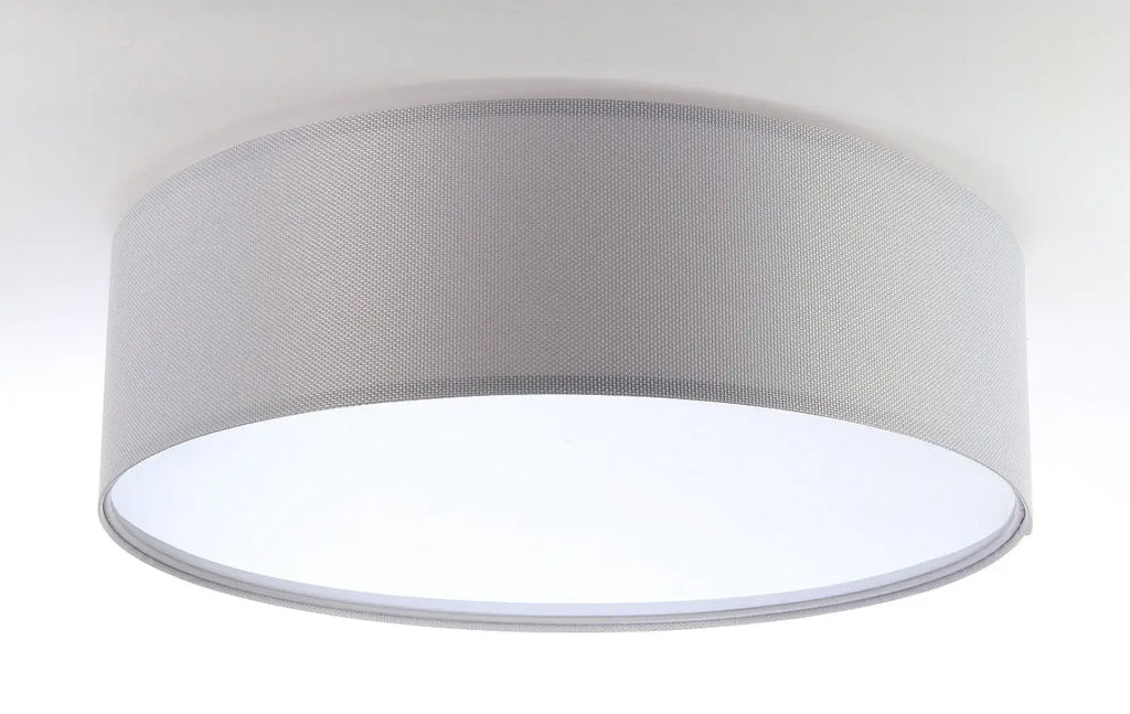 Plafonnier rond en tissu gris clair, 50 cm de diamètre