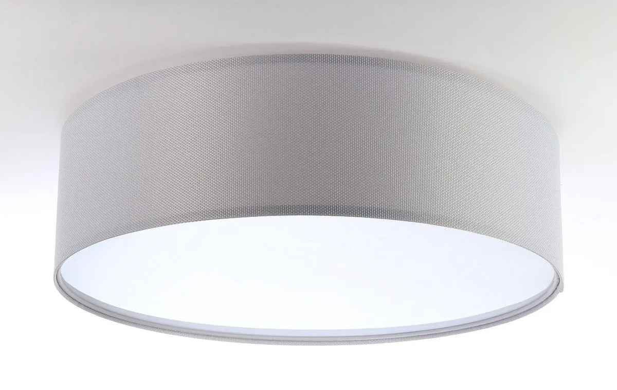 Plafonnier rond en tissu gris clair, 50 cm de diamètre