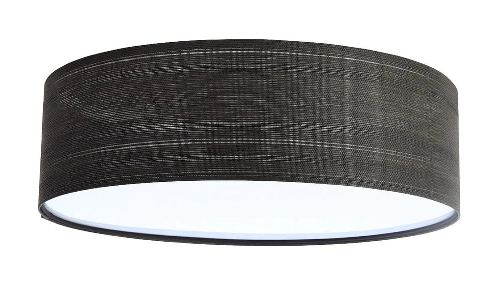 Plafonnier rond en tissu noir rayé, fil argenté, 50 cm
