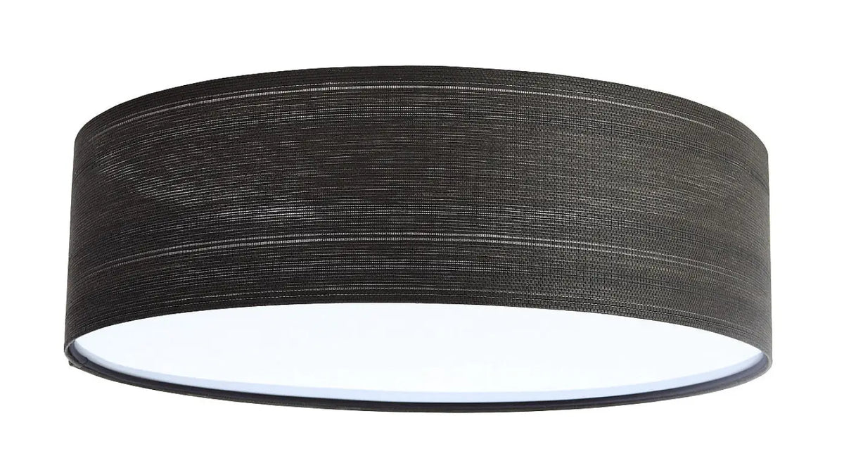 Plafonnier rond en tissu noir rayé, fil argenté, 50 cm
