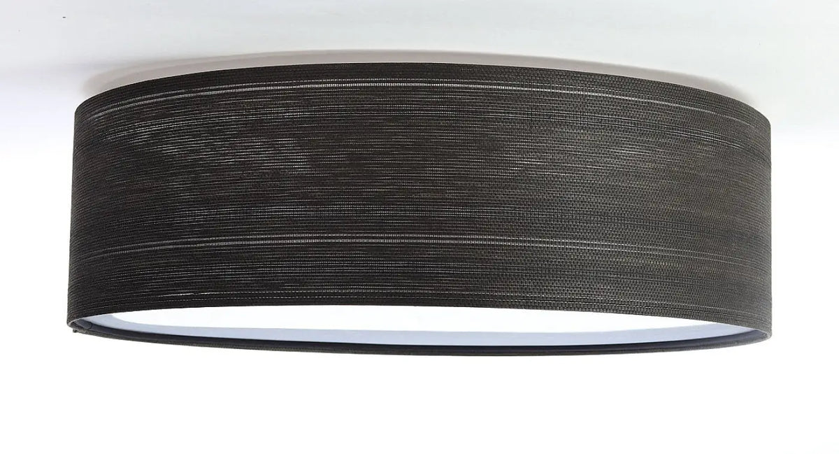Plafonnier rond en tissu noir rayé, fil argenté, 50 cm