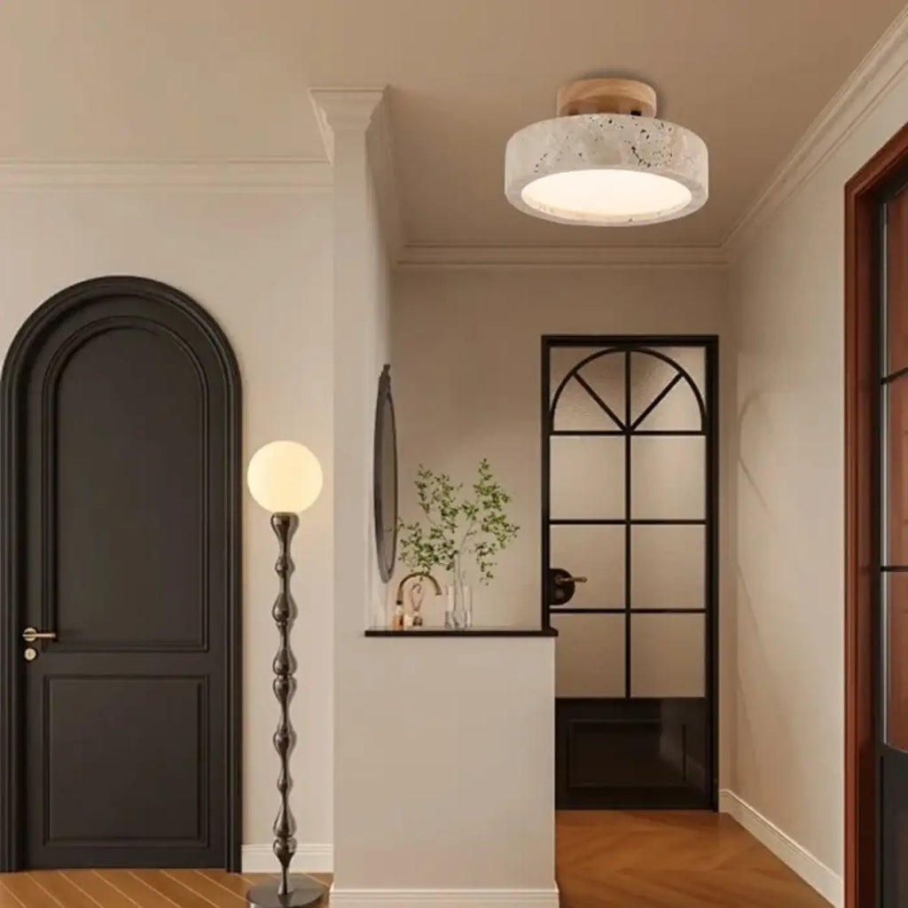 Plafonnier rond en travertin, style minimaliste