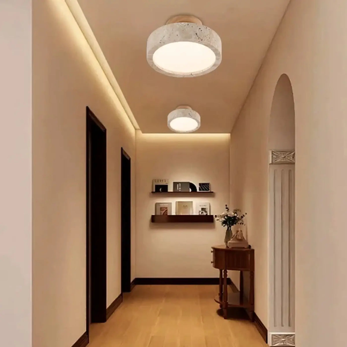 Plafonnier rond en travertin, style minimaliste