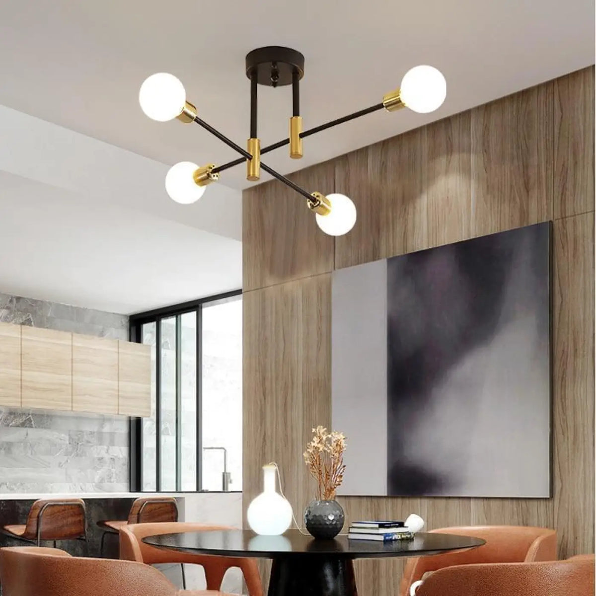 Plafonnier scandinave à 4 ou 8 lumières