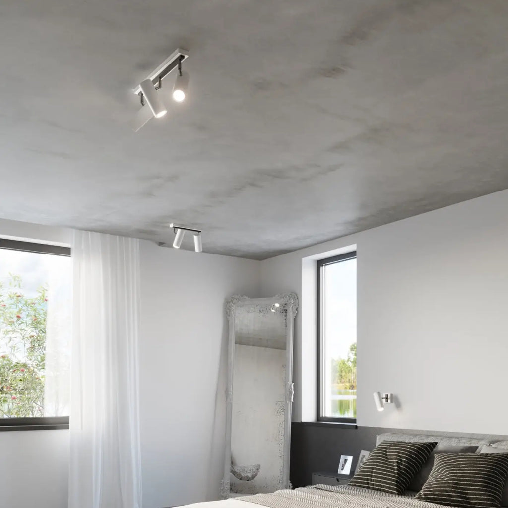 Plafonnier spot orientable en acier blanc, ampoule GU10