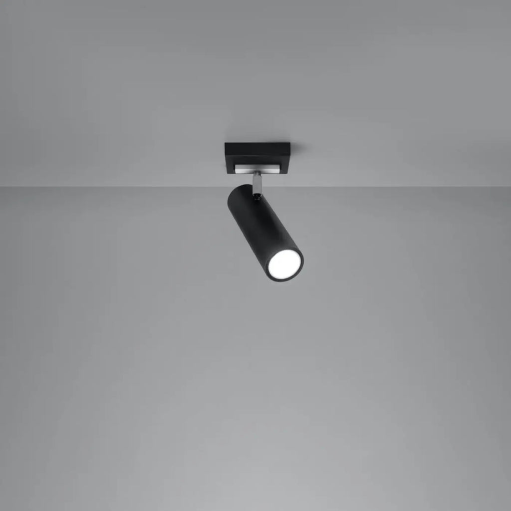 Plafonnier spot orientable en acier noir mat, ampoule GU10