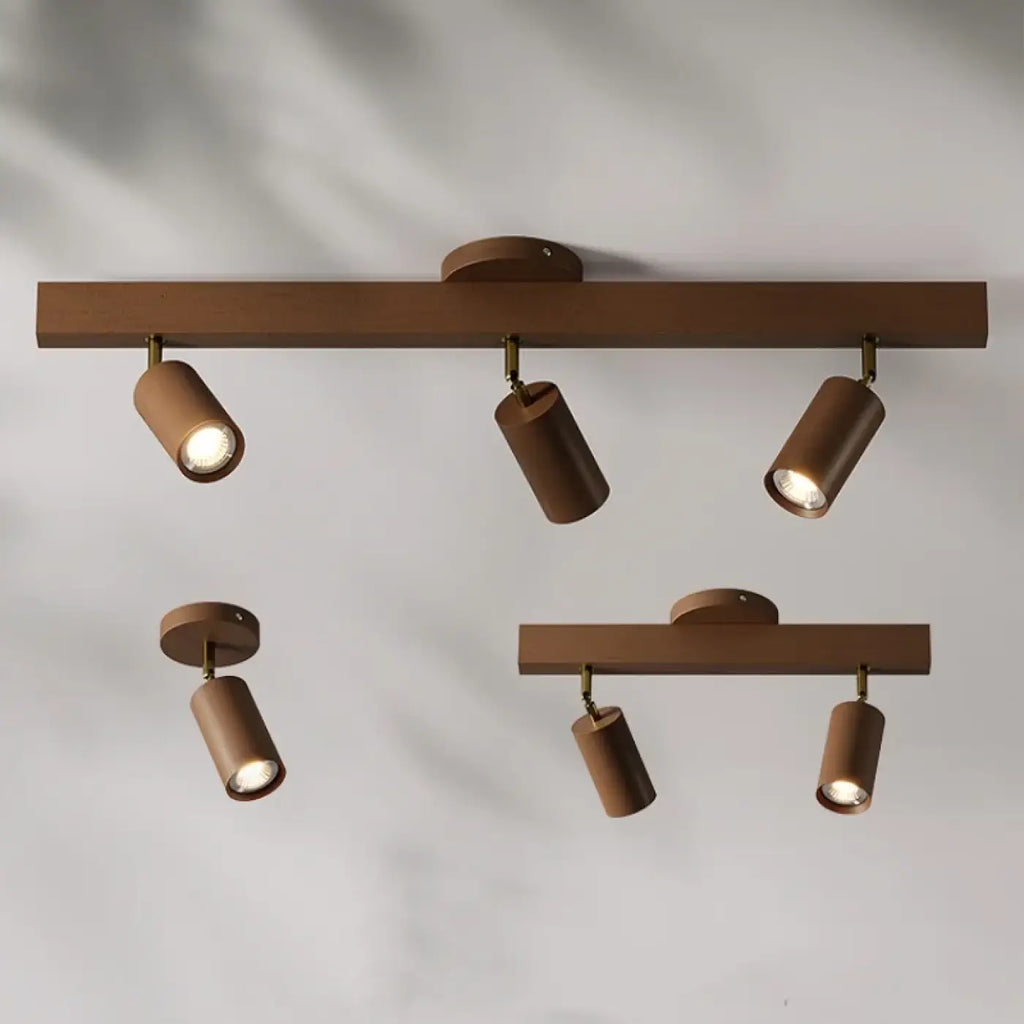 Plafonnier à spots orientables en bois, style scandinave