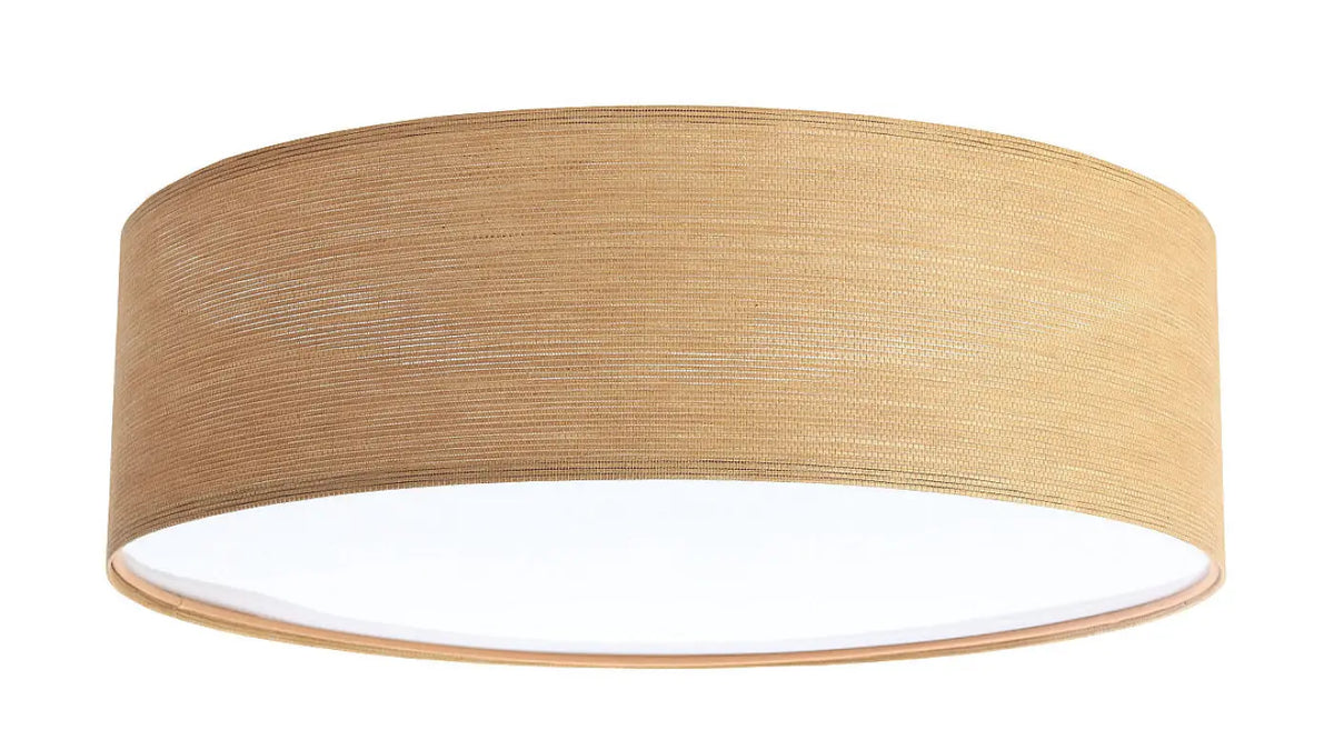 Plafonnier rond en tissu caramel tissé, 50 cm de diamètre