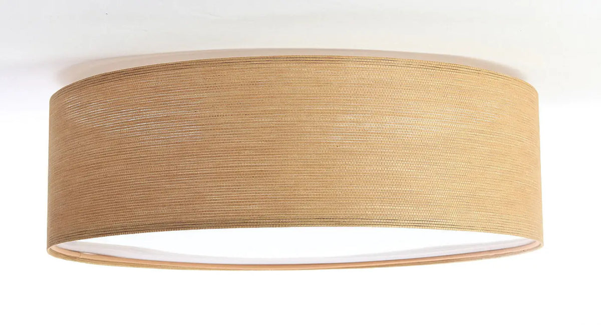Plafonnier rond en tissu caramel tissé, 50 cm de diamètre
