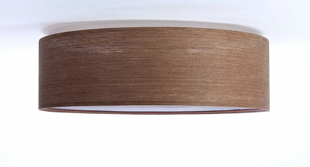 Plafonnier rond en tissu marron alvéolé, 50 cm