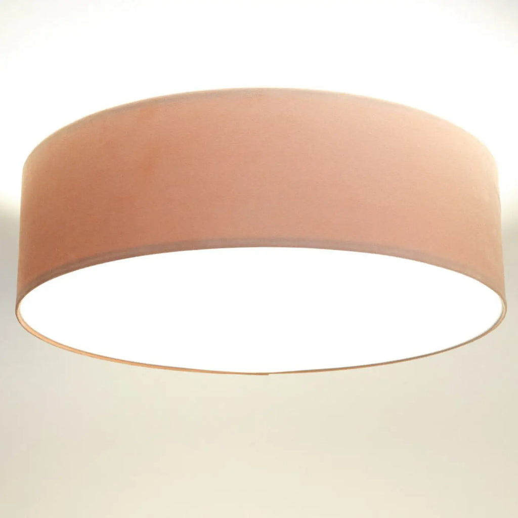 Plafonnier cylindrique en tissu rose poudré, 2 ampoules E27