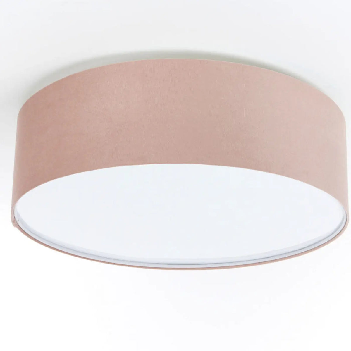 Plafonnier cylindrique en tissu rose poudré, 2 ampoules E27