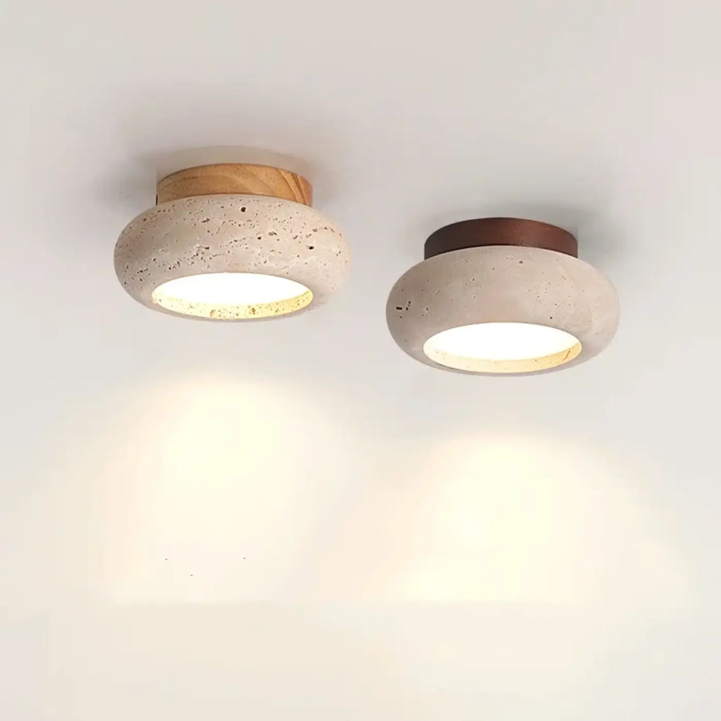 Plafonnier en travertin, pierre naturelle au style scandinave