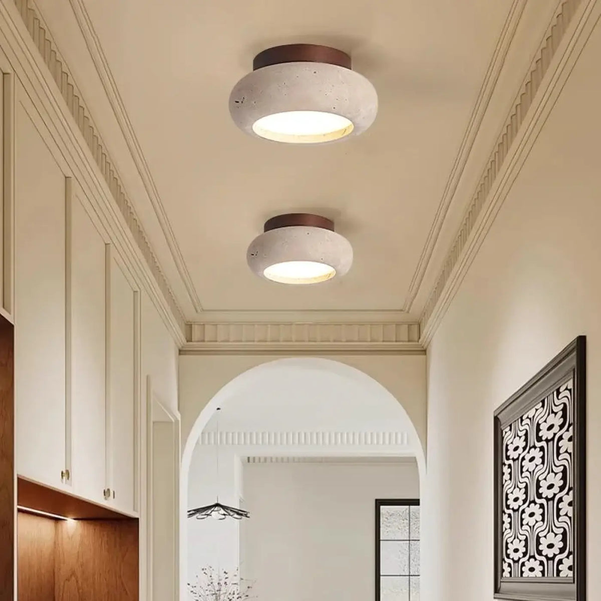 Plafonnier en travertin, pierre naturelle au style scandinave