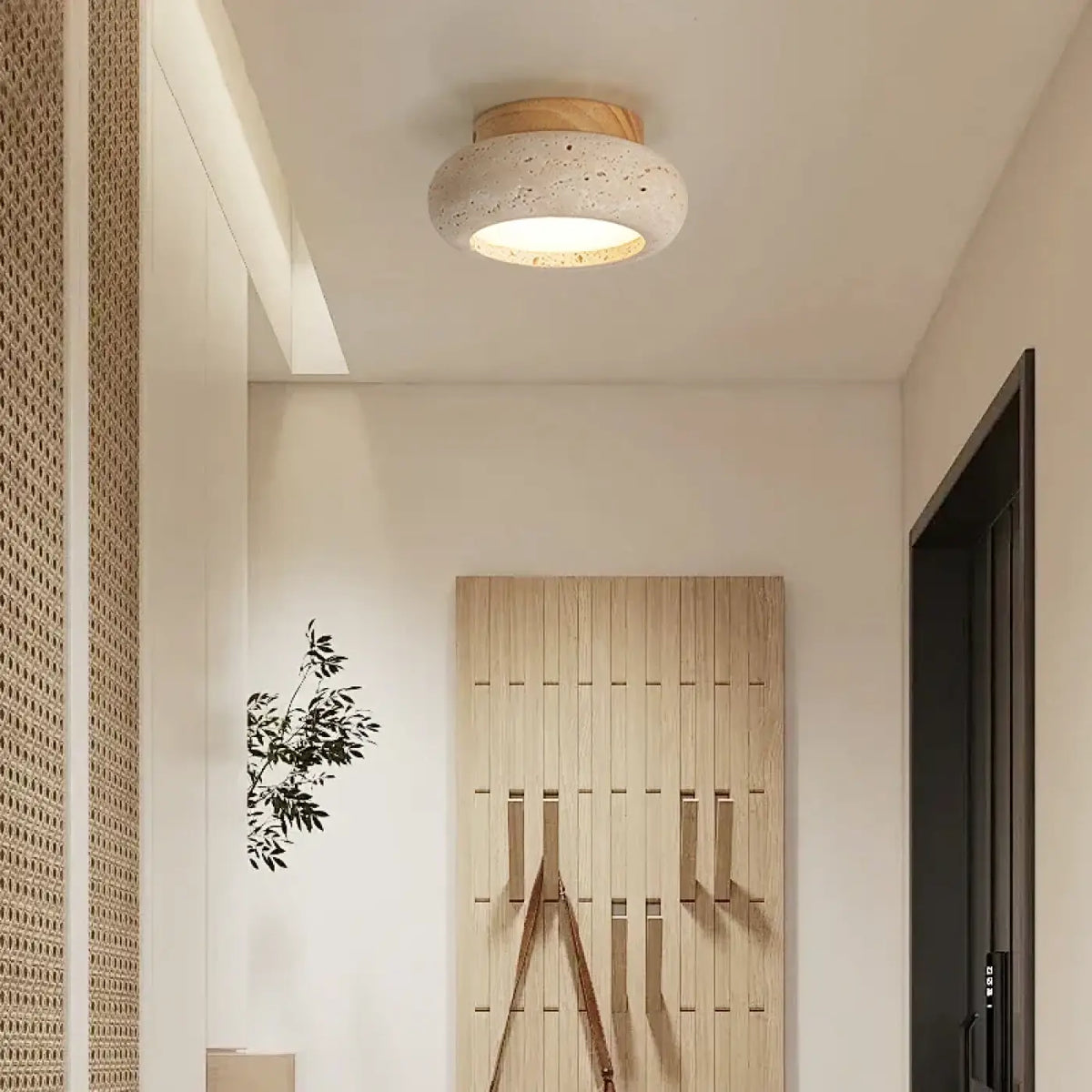 Plafonnier en travertin, pierre naturelle au style scandinave