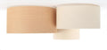 Plafonnier 3 abat-jour en tissu blanc crème, caramel et écru
