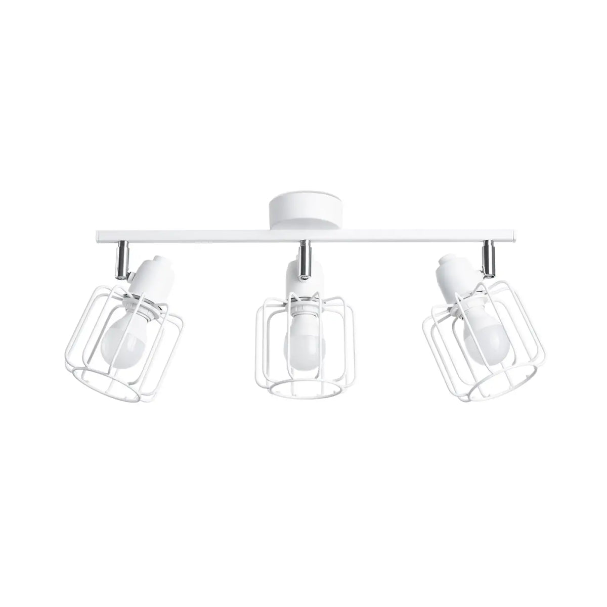 Plafonnier 3 spots orientables à grilles, métal blanc, 48 cm
