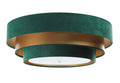 Plafonnier rond en tissu vert profond et doré, 60 cm
