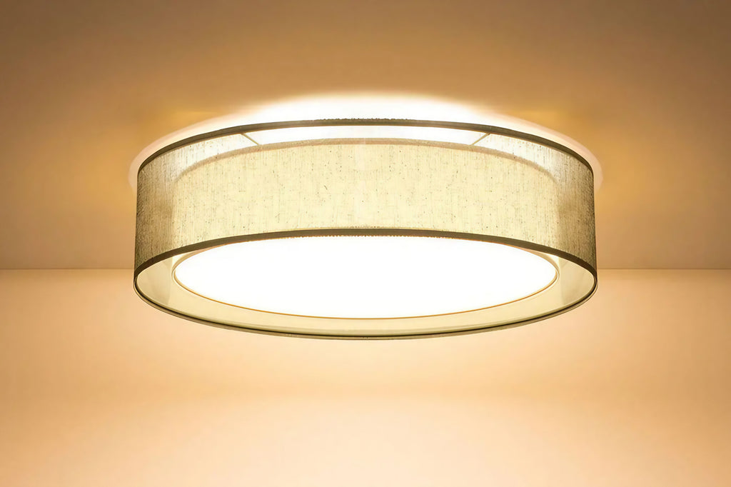 Plafonnier anneau en tissu vert olive, 50 ou 60 cm de diamètre
