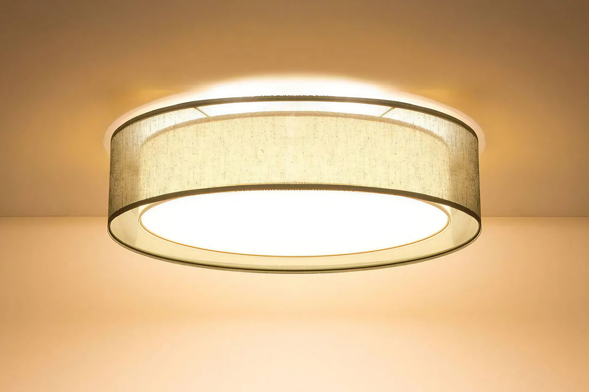 Plafonnier anneau en tissu vert olive, 50 ou 60 cm de diamètre