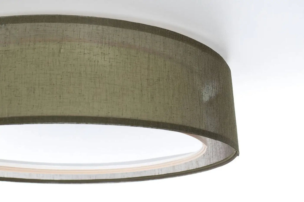Plafonnier anneau en tissu vert olive, 50 ou 60 cm de diamètre