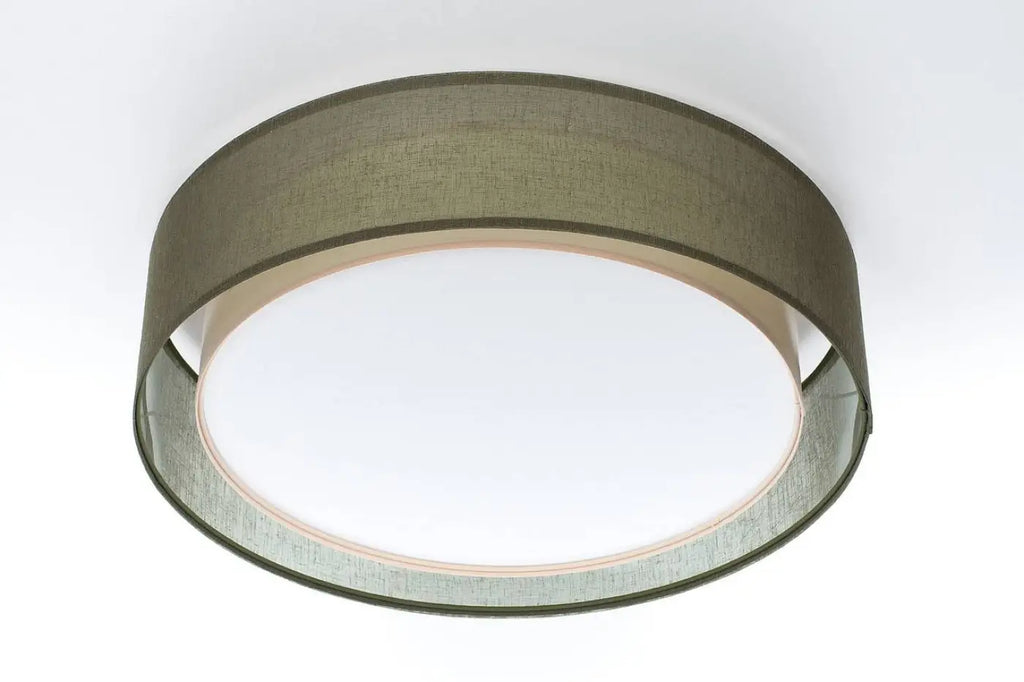 Plafonnier anneau en tissu vert olive, 50 ou 60 cm de diamètre