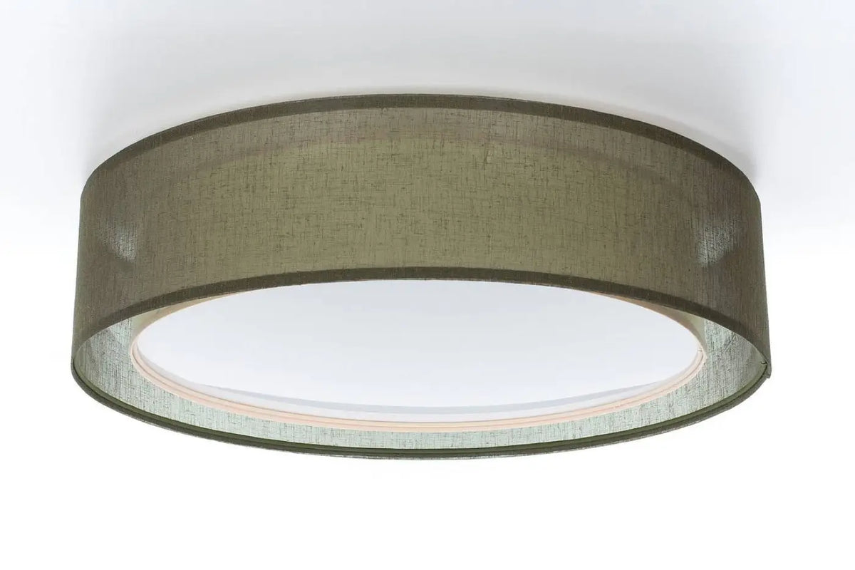 Plafonnier anneau en tissu vert olive, 50 ou 60 cm de diamètre