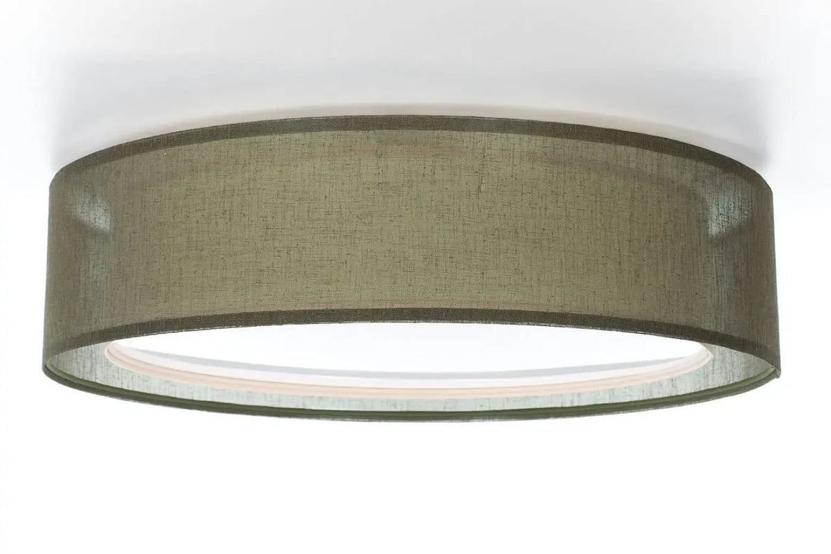 Plafonnier anneau en tissu vert olive, 50 ou 60 cm de diamètre