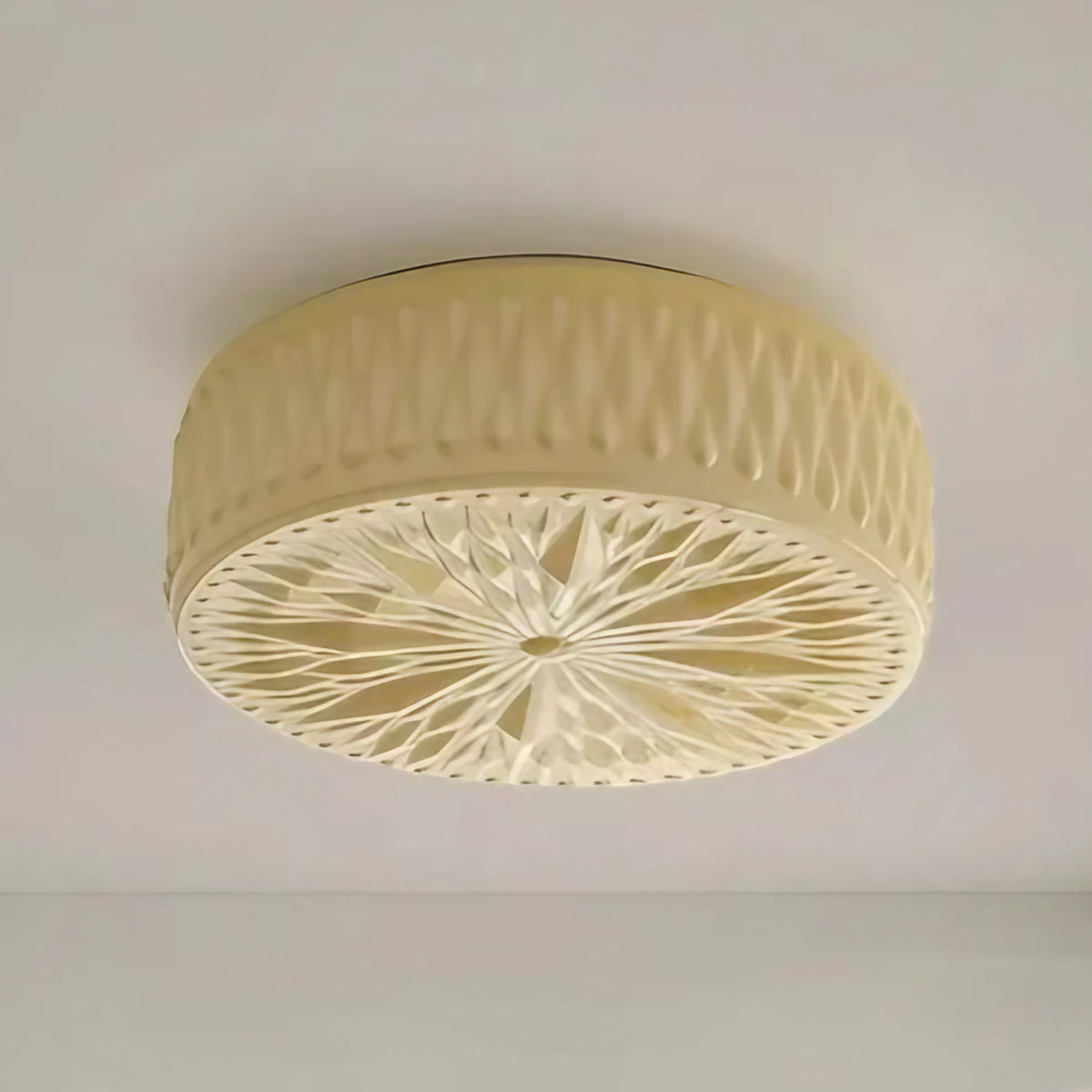 Plafonnier vintage à motifs géométriques, blanc ou jaune, jaune