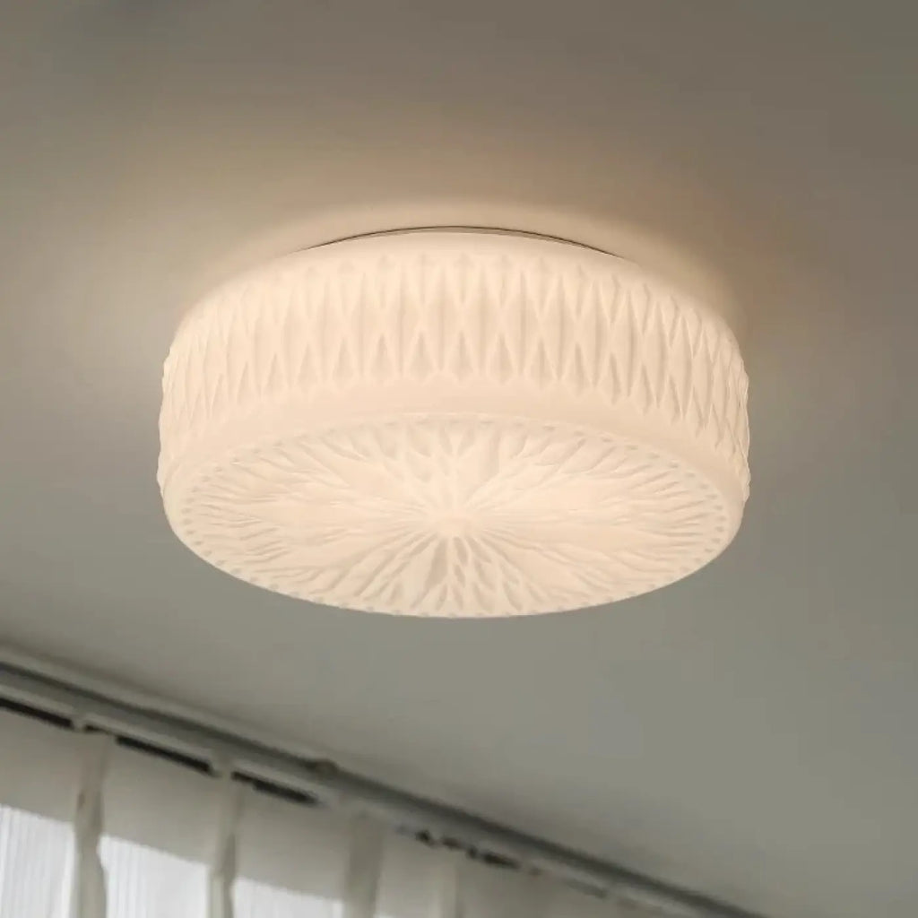 Plafonnier vintage à motifs géométriques, blanc ou jaune
