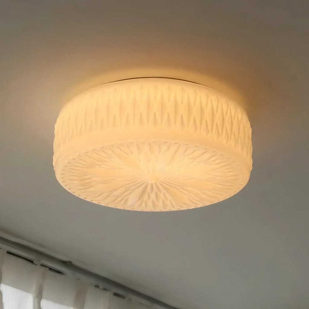 Plafonnier vintage à motifs géométriques, blanc ou jaune