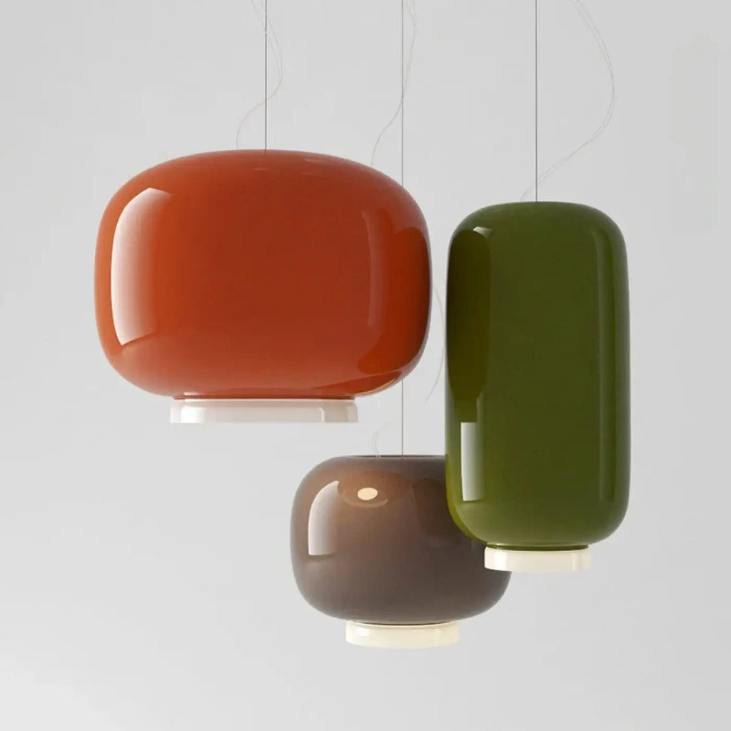 Suspension vintage à motifs géométriques, gris ou orange
