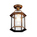Plafonnier vintage en métal et verre transparent, noir ou doré, doré