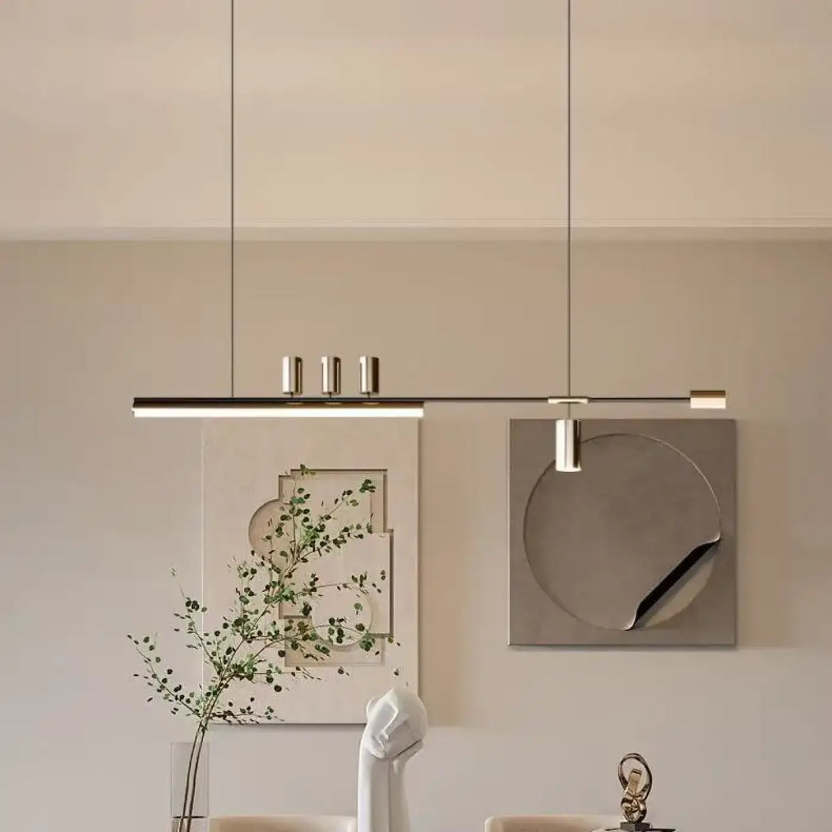Suspension linéaire minimaliste, deux modèles, lumière au choix