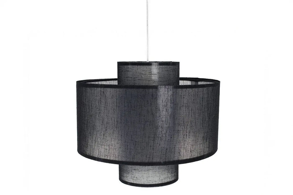 Suspension noire à double abat-jour en tissu