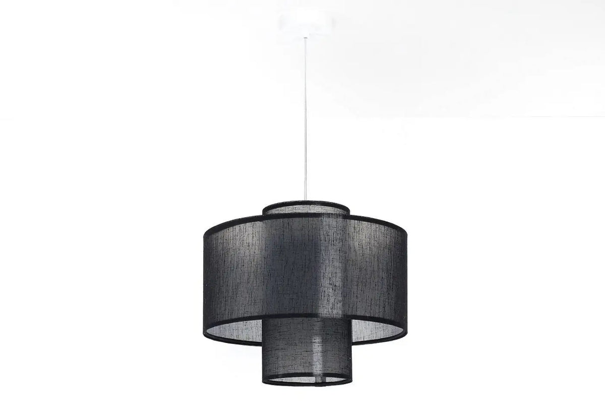 Suspension noire à double abat-jour en tissu