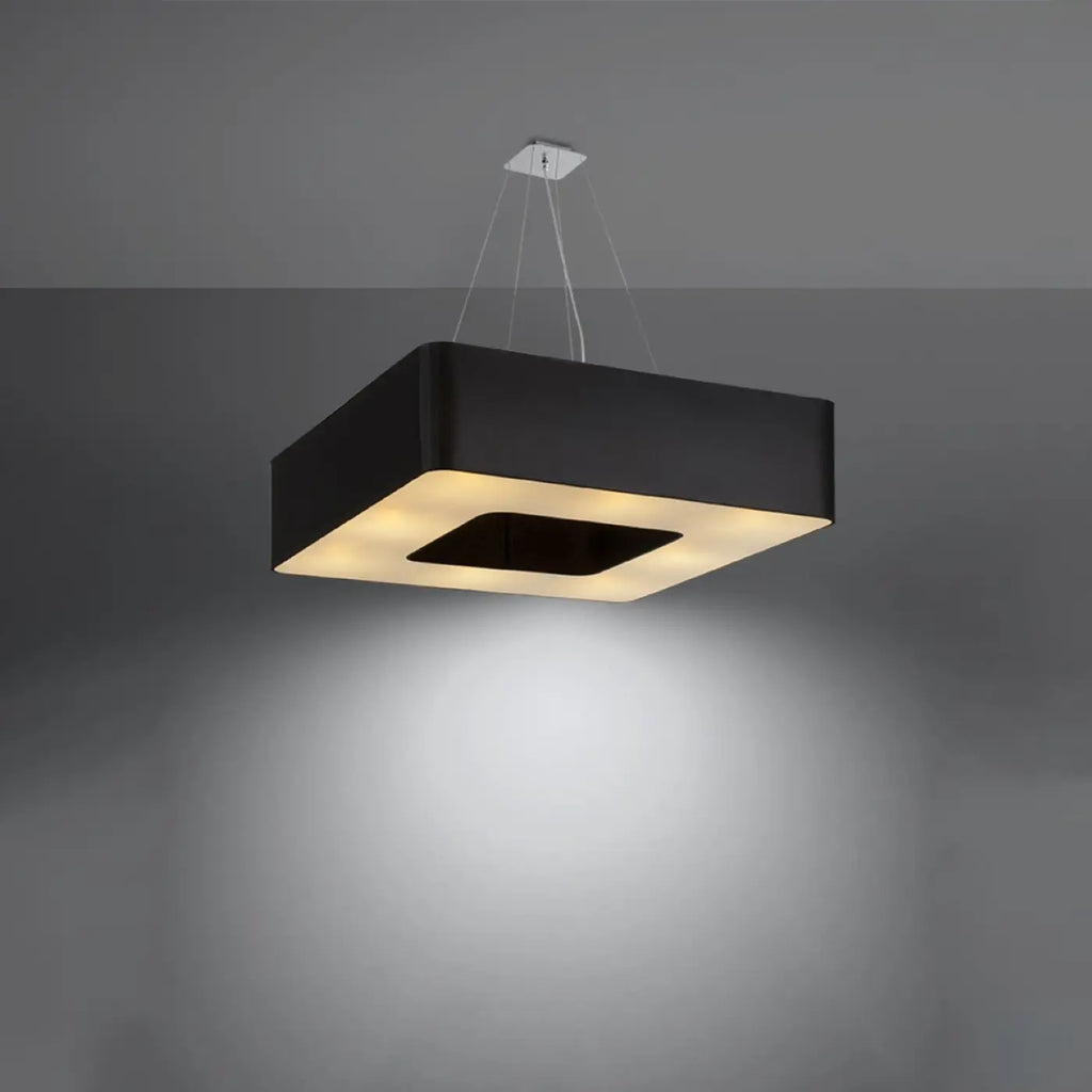 Grande suspension carrée en tissu, 60 ou 80 cm, 8 ampoules E27