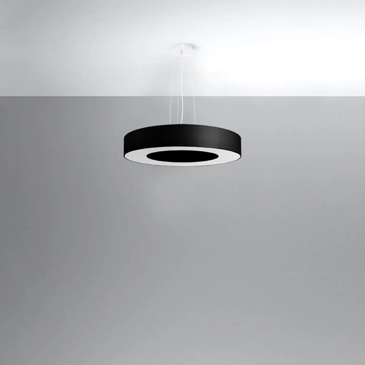 Grande suspension abat-jour en tissu, 50, 70 ou 90 cm, noir