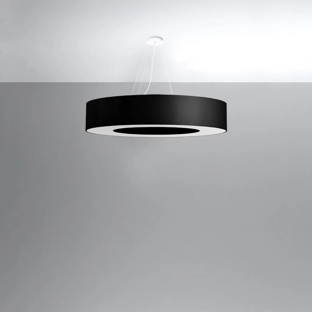 Grande suspension abat-jour en tissu, 50, 70 ou 90 cm, noir