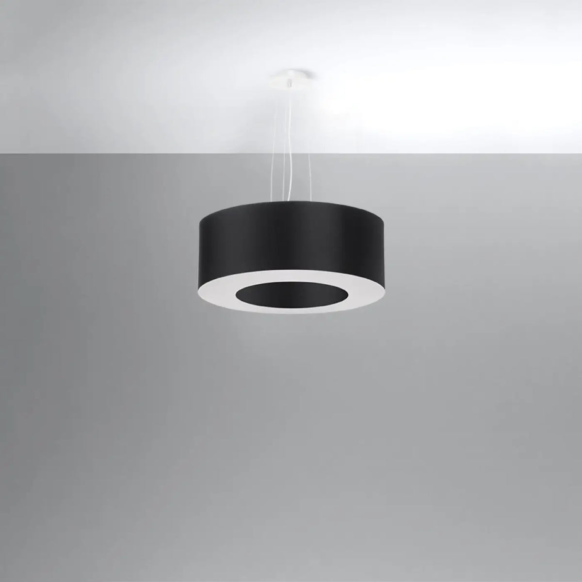 Grande suspension abat-jour en tissu, 50, 70 ou 90 cm, noir