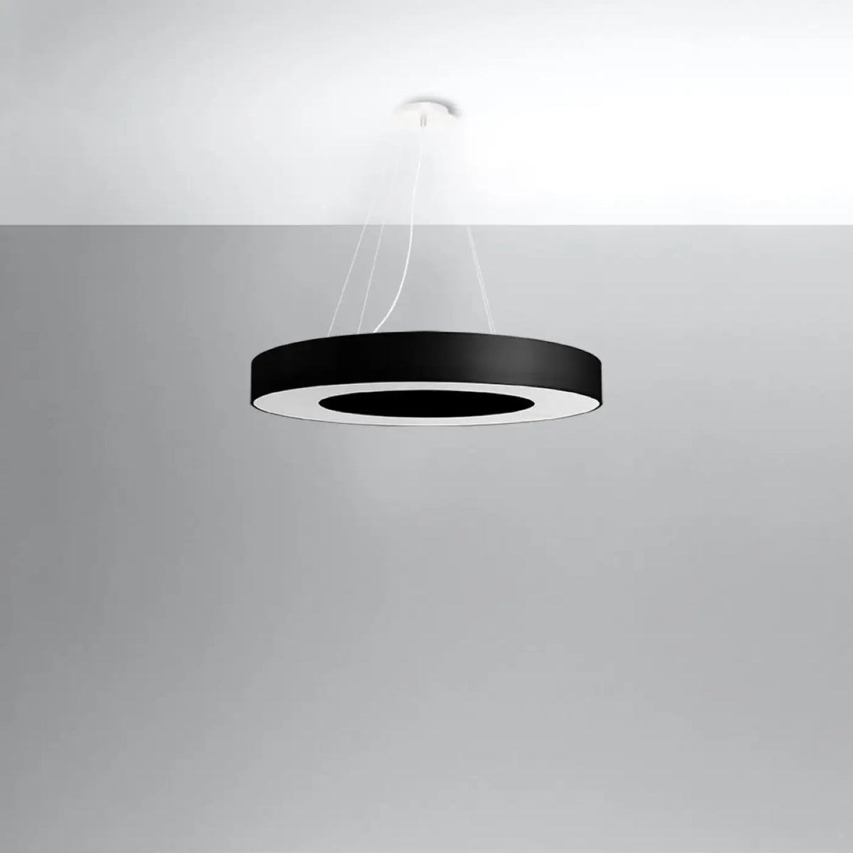 Grande suspension abat-jour en tissu, 50, 70 ou 90 cm, noir