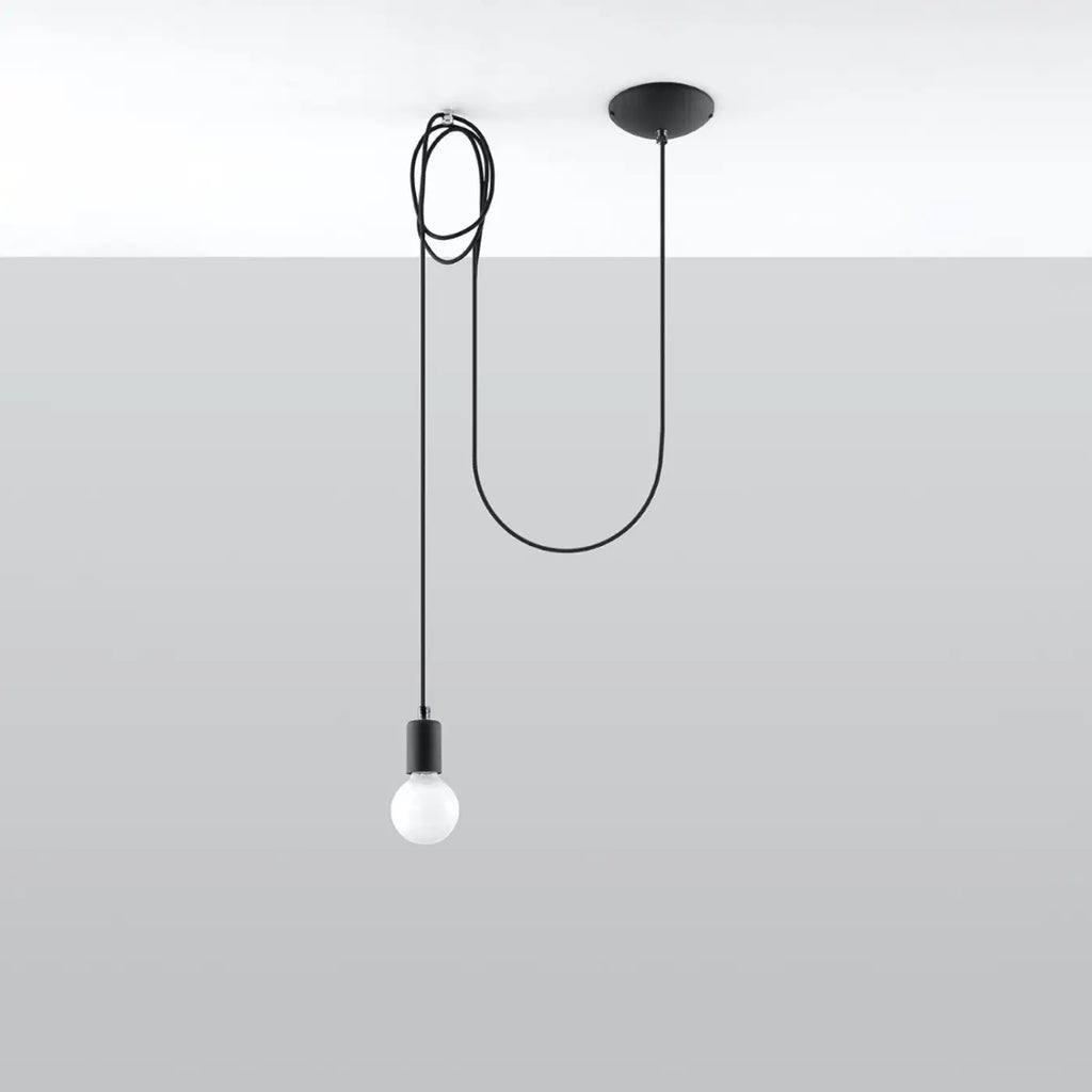 Suspension araignée noire à câbles en tissu, de 1 à 7 ampoules